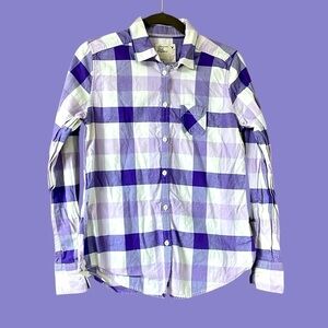 American Eagle size 10 purple plaid button down shirt